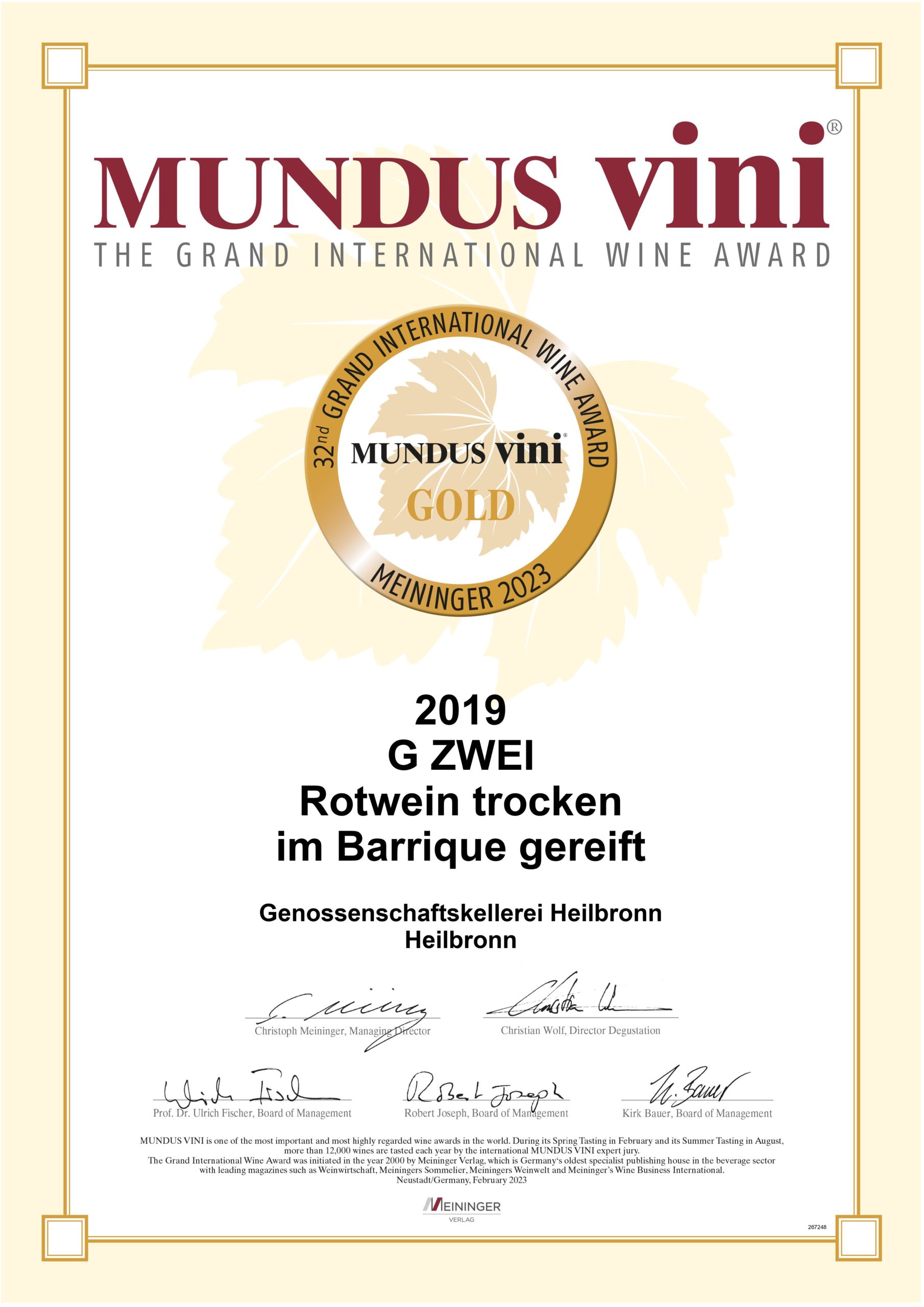 Mundus Vini Gold 2023
